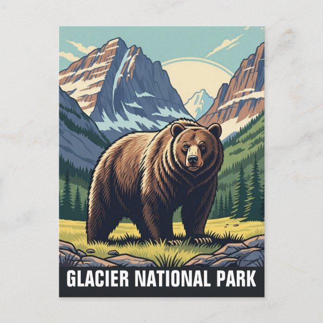 Bär im Glacier Nationalpark Montana Postkarte (Vorderseite)