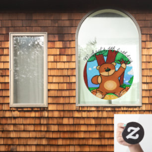 Bär im Grasland-Geburtstag  Fensteraufkleber