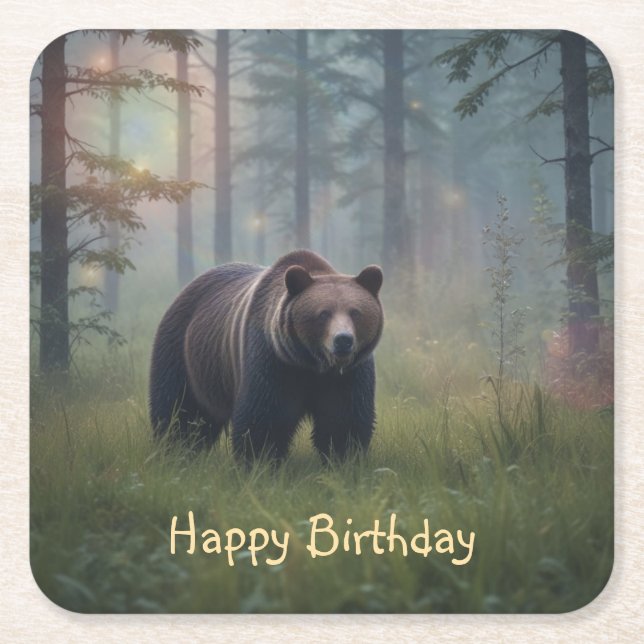 Bär im magischen Wald Rechteckiger Pappuntersetzer (Vorderseite)