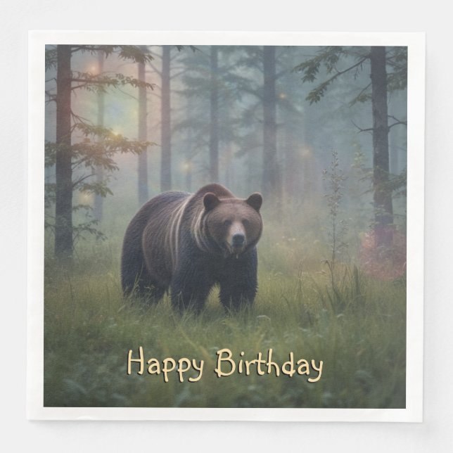 Bär im Magischen Wald Serviette (Vorderseite)