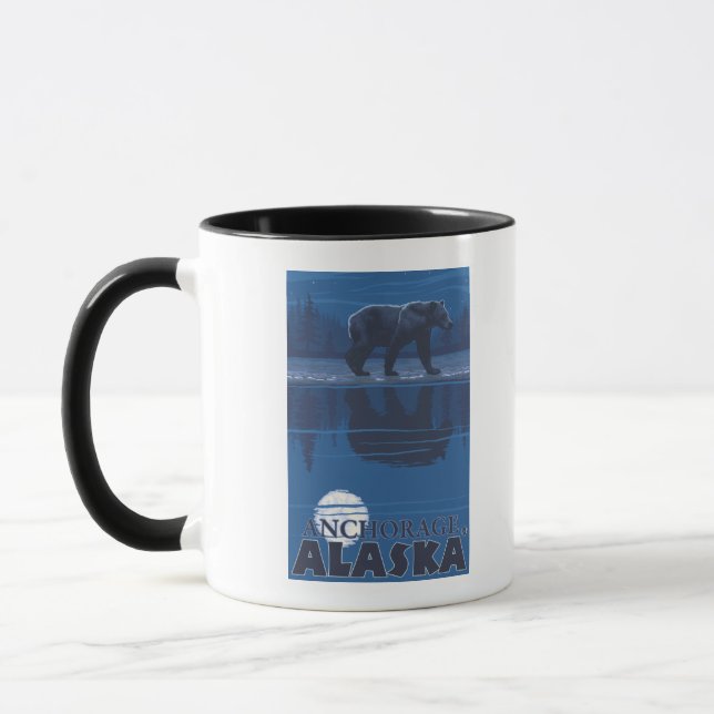 Bär im Mondlicht - Ankerplatz, Alaska Tasse (Links)