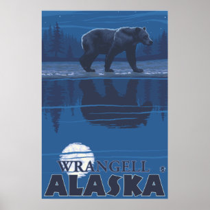 Bär im Mondlicht - Wrangell, Alaska Poster