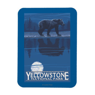 Bär im Mondlicht - Yellowstone Nationalpark Magnet