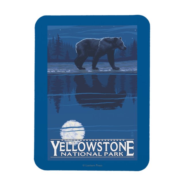 Bär im Mondlicht - Yellowstone Nationalpark Magnet (Vertikal)