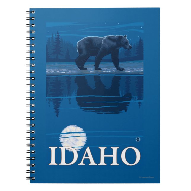 Bär im MondlichtIdahoVintage Reiseplaner Notizblock (Vorderseite)