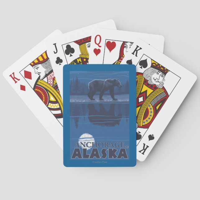 Bär im Mondschein - Anchorage, Alaska Spielkarten (Rückseite)