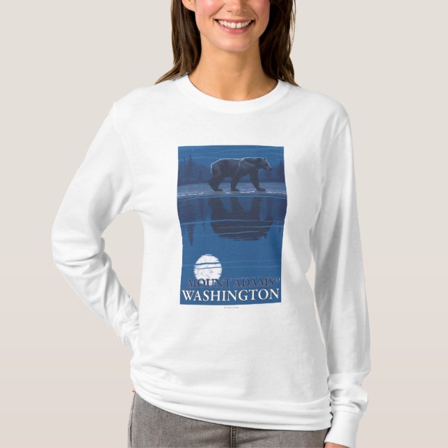 Bär im Mondschein - Berg Adams, Washington T-Shirt (Vorderseite)