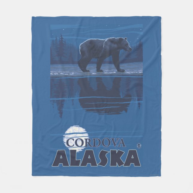 Bär im Mondschein - Cordova, Alaska Fleecedecke (Vorderseite)