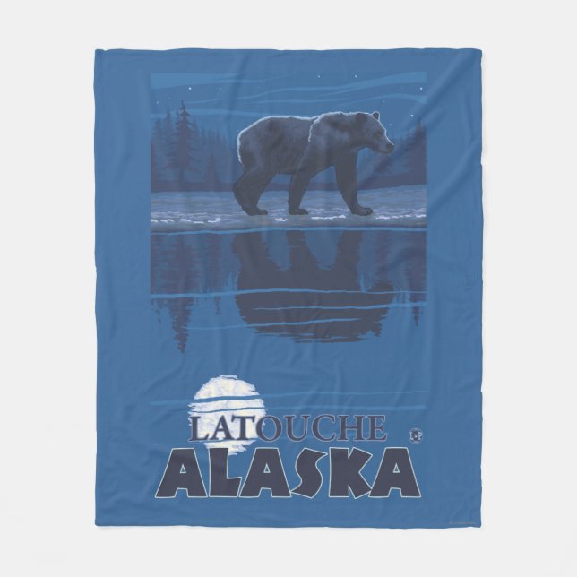 Bär im Mondschein - Latouche, Alaska Fleecedecke (Vorderseite)