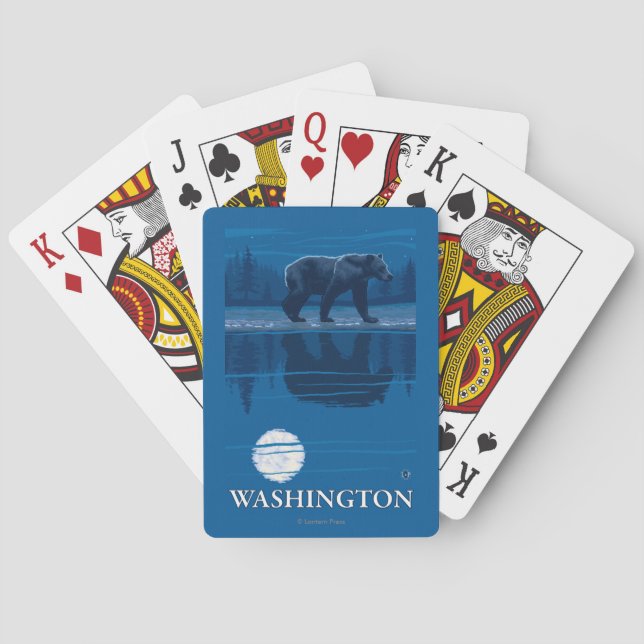 Bär im Mondschein - Washington Spielkarten (Rückseite)