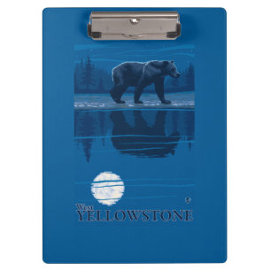 Bär im Mondschein - WestYellowstone, Montana Klemmbrett