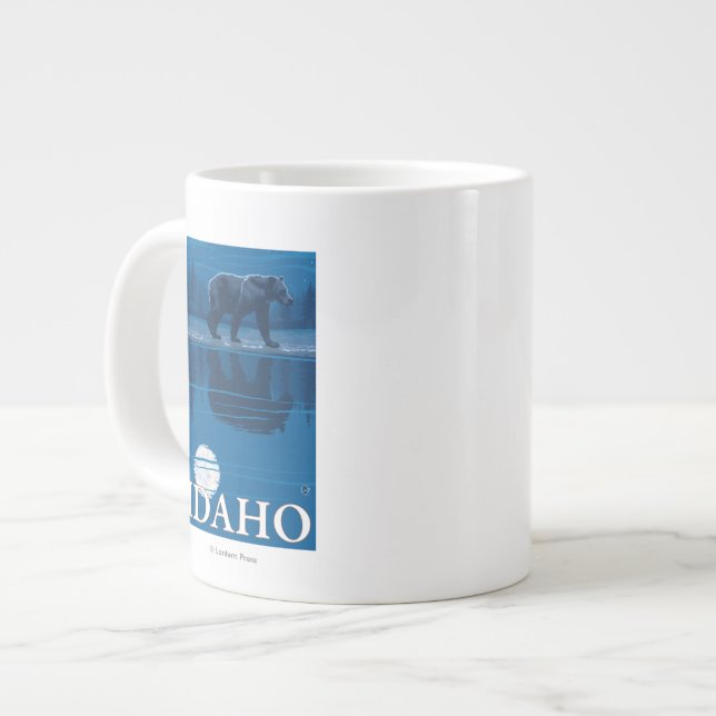 Bär im MondscheinIdahoVintage Reiseplan Jumbo-Tasse (Vorderseite Links)