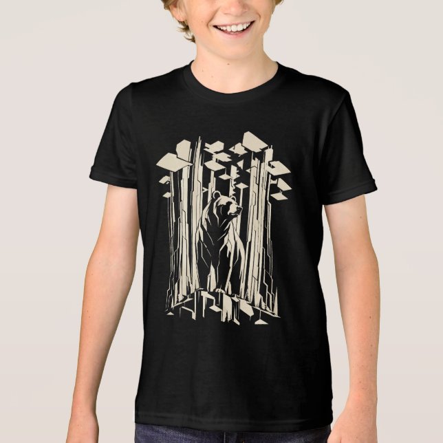 Bär im Redwood-Wald Kinder Tri-Blend Shirt (Vorderseite)