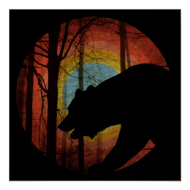 BÄR IM WALD FOREST VINTAGE  POSTER (Vorderseite)