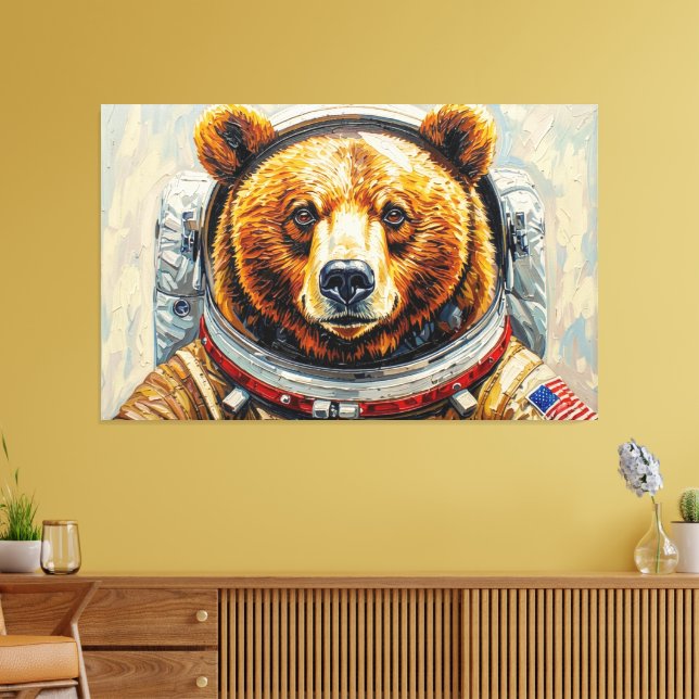 BÄR IM WELTALL-10 LEINWANDDRUCK (Insitu (Wohnzimmer))
