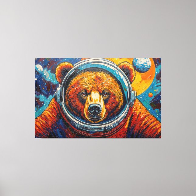 BÄR IM WELTALL LEINWANDDRUCK (Vorderseite)