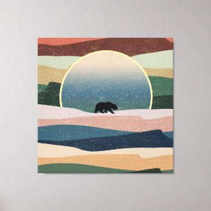 BÄR IM WÜSTENSONNENUNTERGANG LEINWANDDRUCK