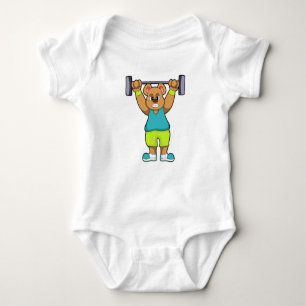 Bär in Bodybuilding mit Barbell Baby Strampler