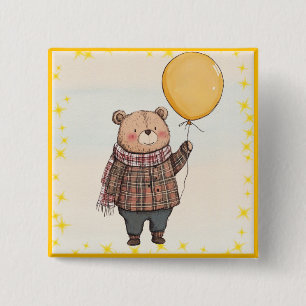 Bär in Brown Kariert Sweater mit Yellow Balloon Button