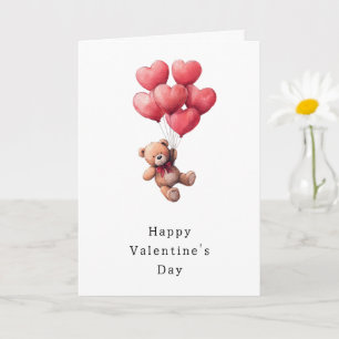 Bär in der Luft Herz Ballons Valentinstag Karte