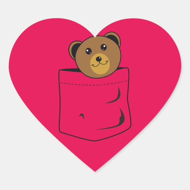 Bär in der Tasche Herz-Aufkleber (Vorderseite)