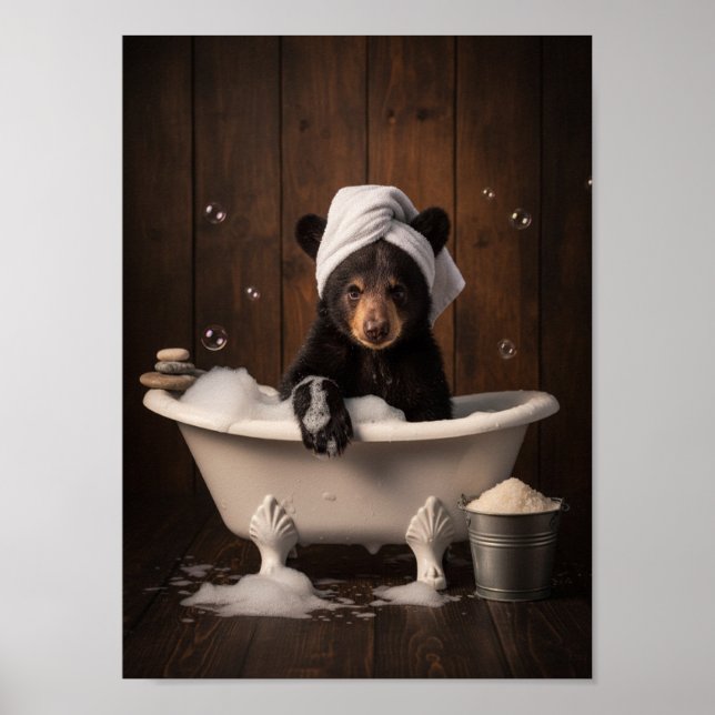 Bär in der Wanne Poster (Vorne)