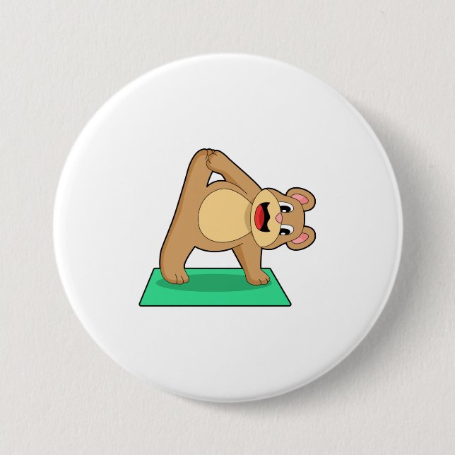 Bär in der Yoga-Fitness Button (Vorderseite)