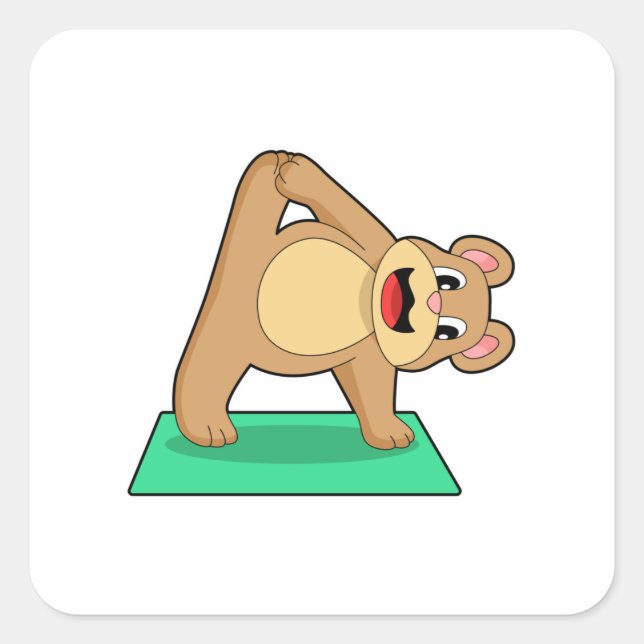 Bär in der Yoga-Fitness Quadratischer Aufkleber (Vorderseite)