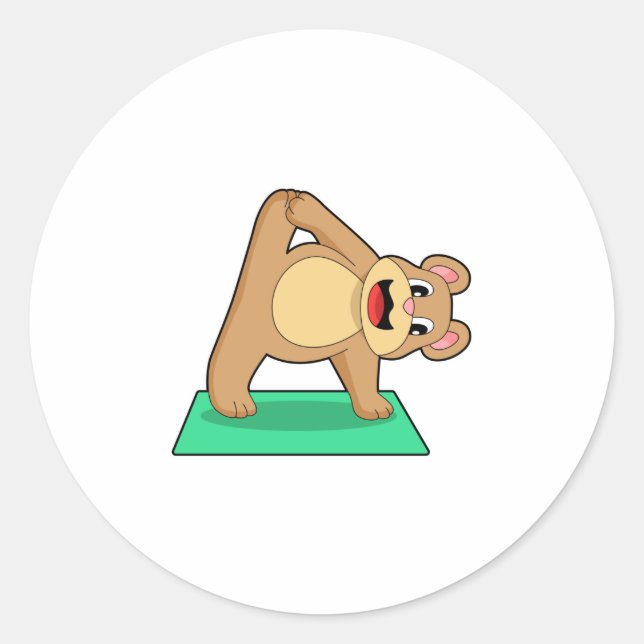 Bär in der Yoga-Fitness Runder Aufkleber (Vorderseite)