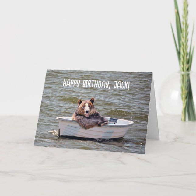 Bär in Dinghy zum Geburtstag Karte (Vorderseite)