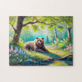 Bär in Forest Glade Pastel Chalk Zeichnend Puzzle