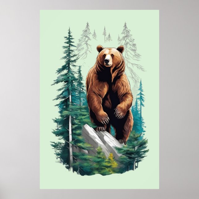 Bär in Forest Nature Lover Poster (Vorne)