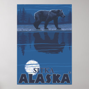 Bär in Mondlicht - Sitka, Alaska Poster