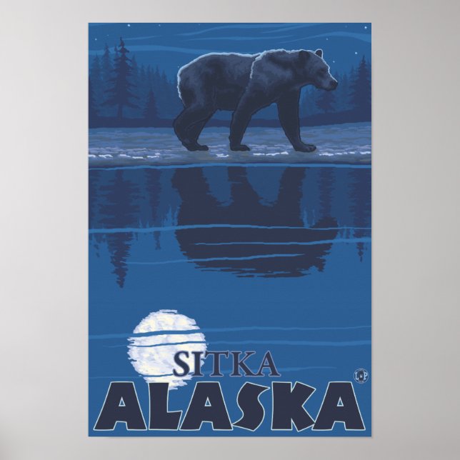 Bär in Mondlicht - Sitka, Alaska Poster (Vorne)