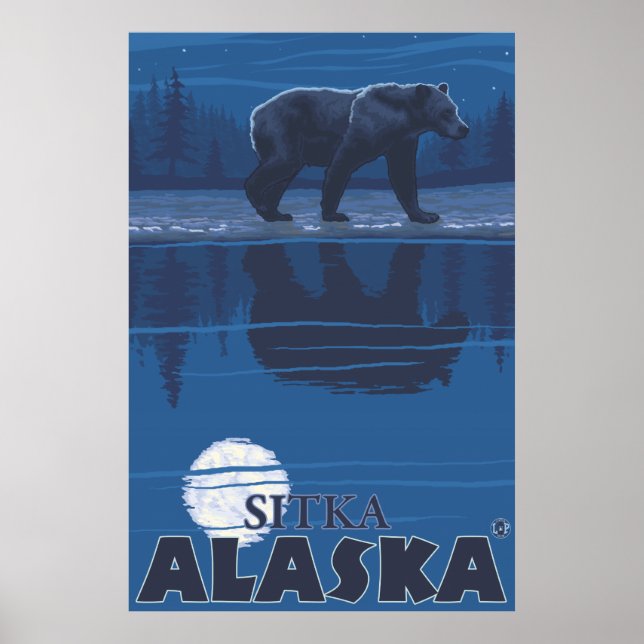 Bär in Mondlicht - Sitka, Alaska Poster (Vorne)