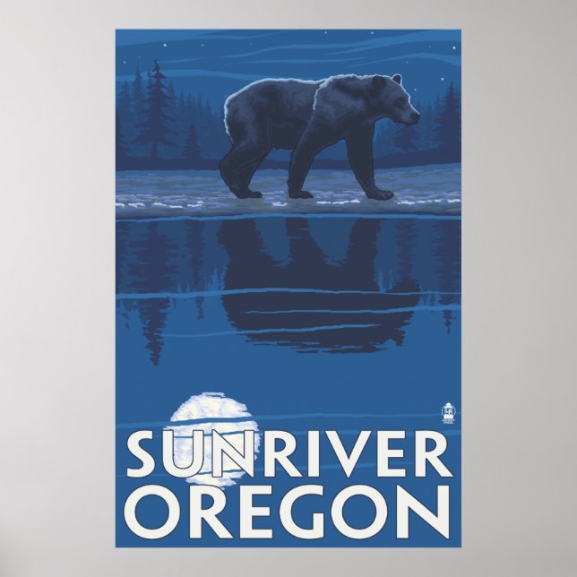 Bär in Mondlicht - Sun River, Oregon Poster (Vorne)