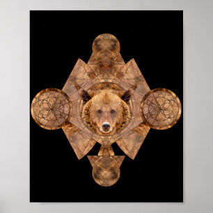 Bär in Sacred Geometry Ornament Poster