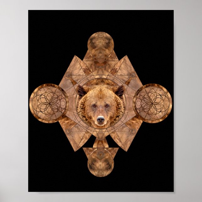 Bär in Sacred Geometry Ornament Poster (Vorne)