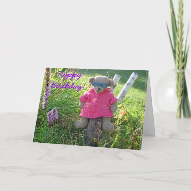Bär in Schatten, glücklich zum Geburtstag! Karte (Vorderseite)