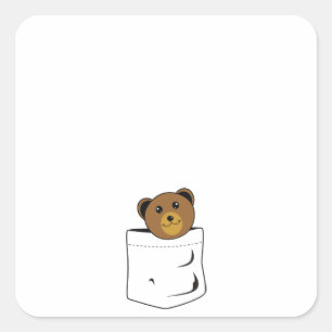 Bär in Tasche Quadratischer Aufkleber