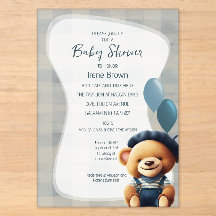 Bär Jean Baby Shower Blaue Acryl-Einladung