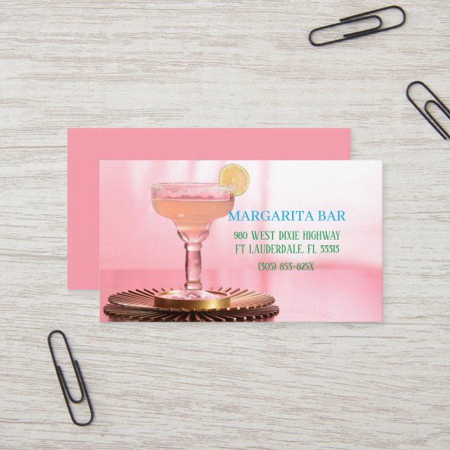 Bar & Lounge Pink Margarita Visitenkarte (Vorderseite/Rückseite Beispiel)