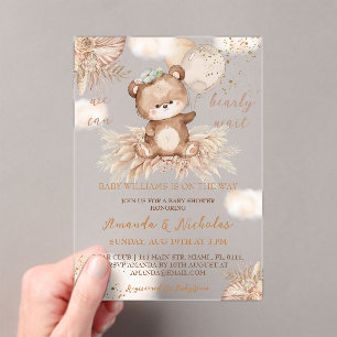 Bär Luftballons Boho Baby Shower Acryleinladungen