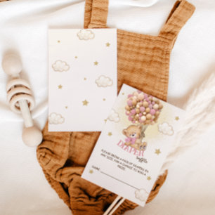 Bär Luftballons Windel Tombola Boho Rosa Begleitkarte