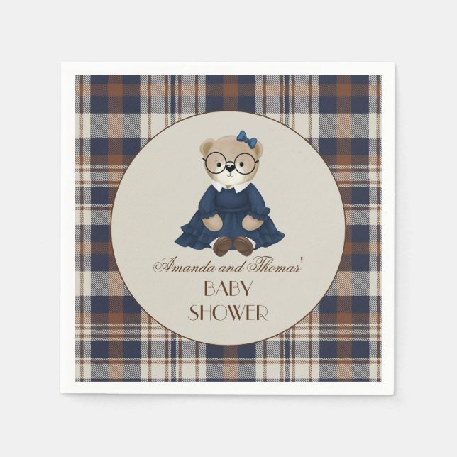Bär Luxus Mädchen Baby Shower  Serviette (Vorderseite)