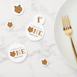 Bär macht ein Süße Tier ersten Geburtstag Konfetti