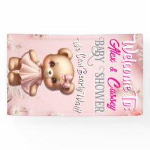 Bär Mädchen Baby Shower Banner