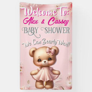 Bär Mädchen Baby Shower Banner