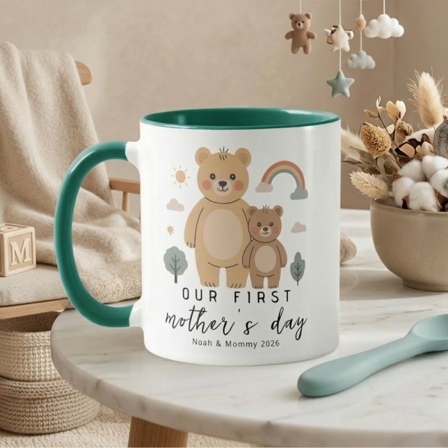 Bär Mama Baby Erstes Muttertagsdesign Tasse (Von Creator hochgeladen)