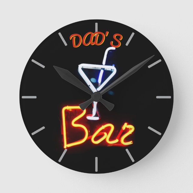 BAR, MANCAVE, DEN - Neon Clock für Vater individue Runde Wanduhr (Vorderseite)